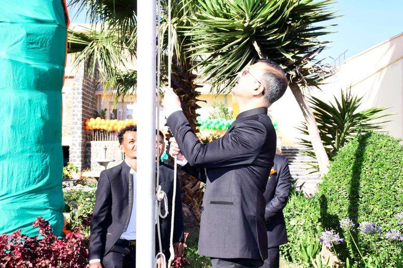 Flag hoisting on Republic Day 2026 at the Embassy of India, Asmara